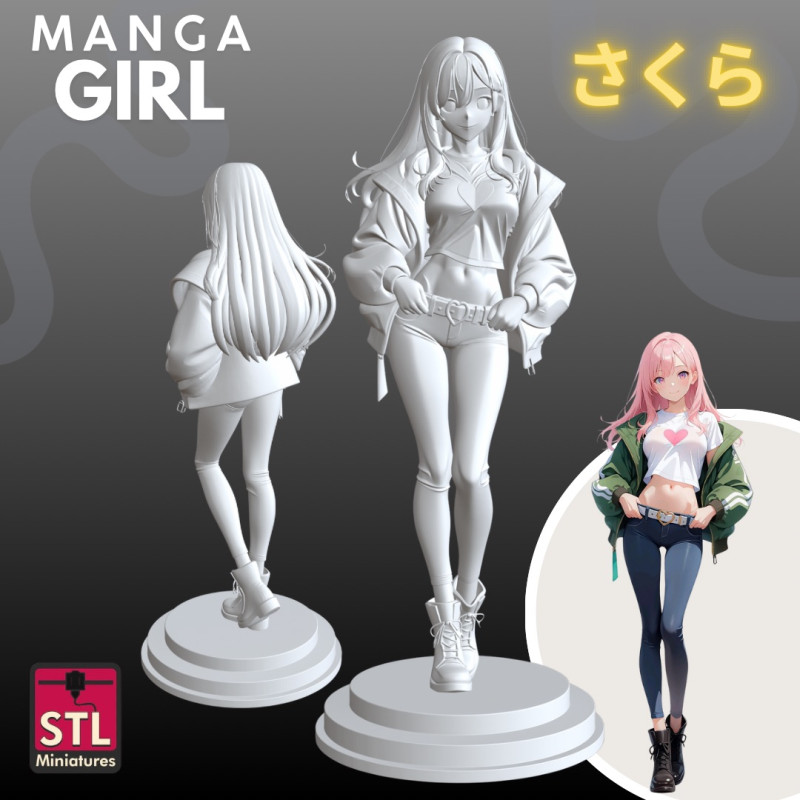 Manga Girls Collection STL Japanese Comic Style s 1 Modèles 3D en vedette .c4d .max .obj .3ds .fbx .stl .blend