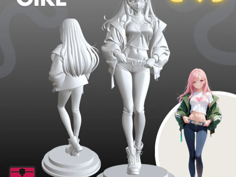 Koleksi Manga Girls STL Gaya Komik Jepang s 1 Model Cetak 3D