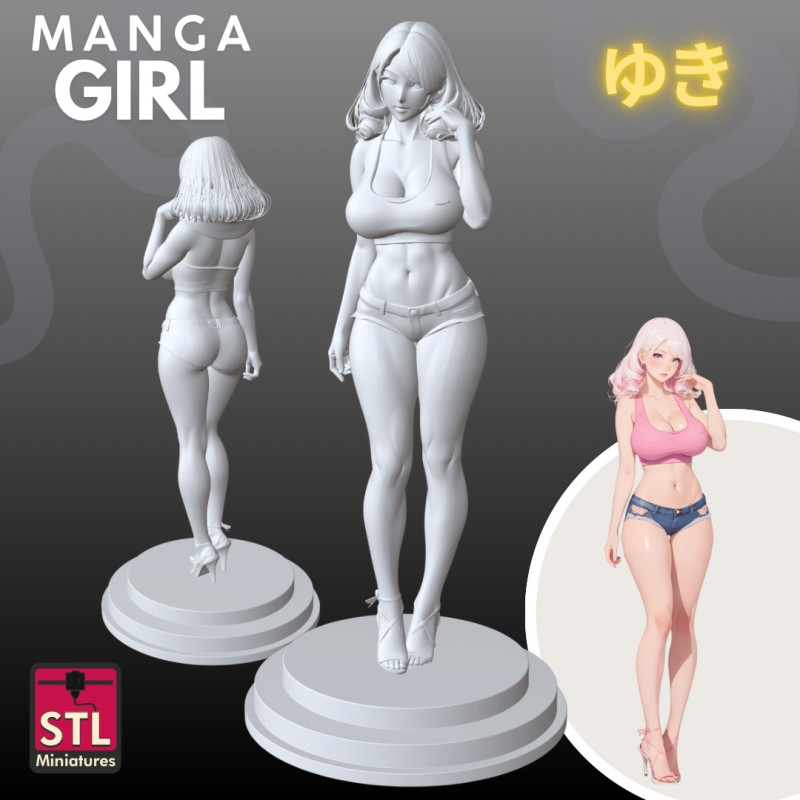 Manga Girls Collection STL Japanese Comic Style s 2 Modèles 3D en vedette .c4d .max .obj .3ds .fbx .stl .blend