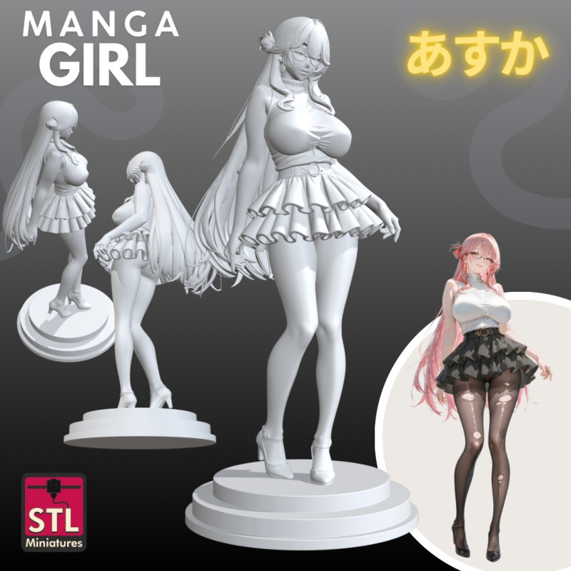 Manga Girls Collection STL Japanese Comic Style s 4 3D Print Model .c4d .max .obj .3ds .fbx .stl .blend