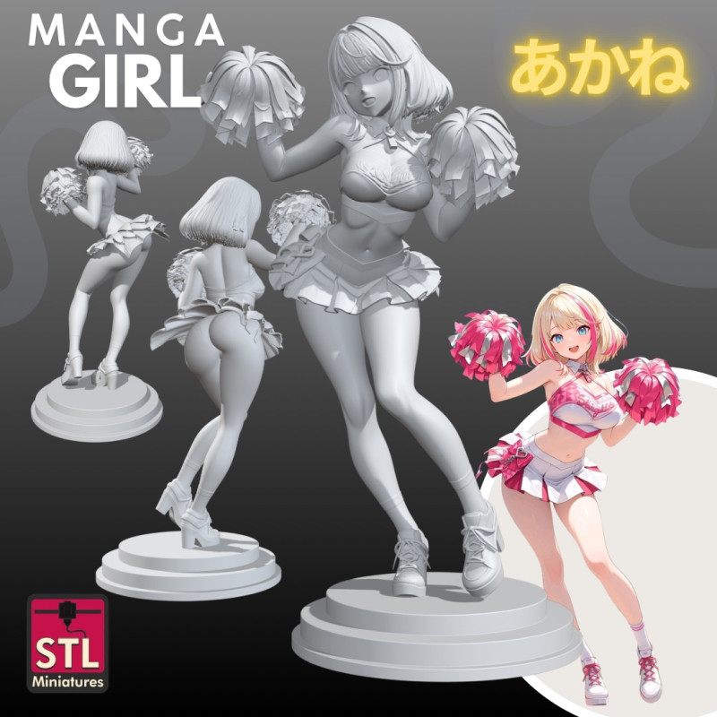 Manga Girls Collection STL Japanese Comic Style s 6 3D Принт Модель .c4d .max .obj .3ds .fbx .stl .blend