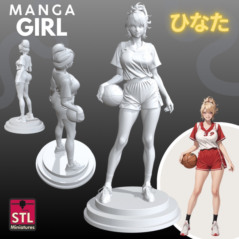 Manga Girls Collection STL Japanese Comic Style s 7 Modelo de impresión 3D .c4d .max .obj .3ds .fbx .stl .blend