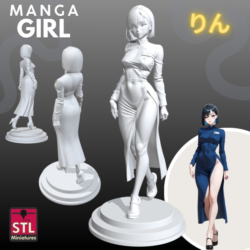 Manga Girls Collection STL Japanese Comic Style s 8 Model Cetak 3D .c4d .max .obj .3ds .fbx .stl .blend 