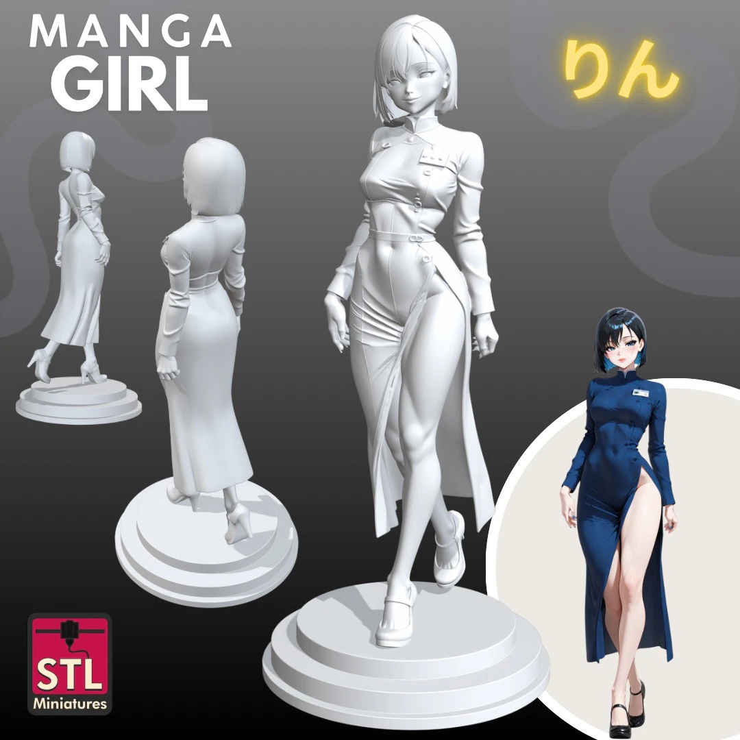 Manga Girls Collection STL Japanese Comic Style s 8 3D Print Model .c4d .max .obj .3ds .fbx .stl .blend 