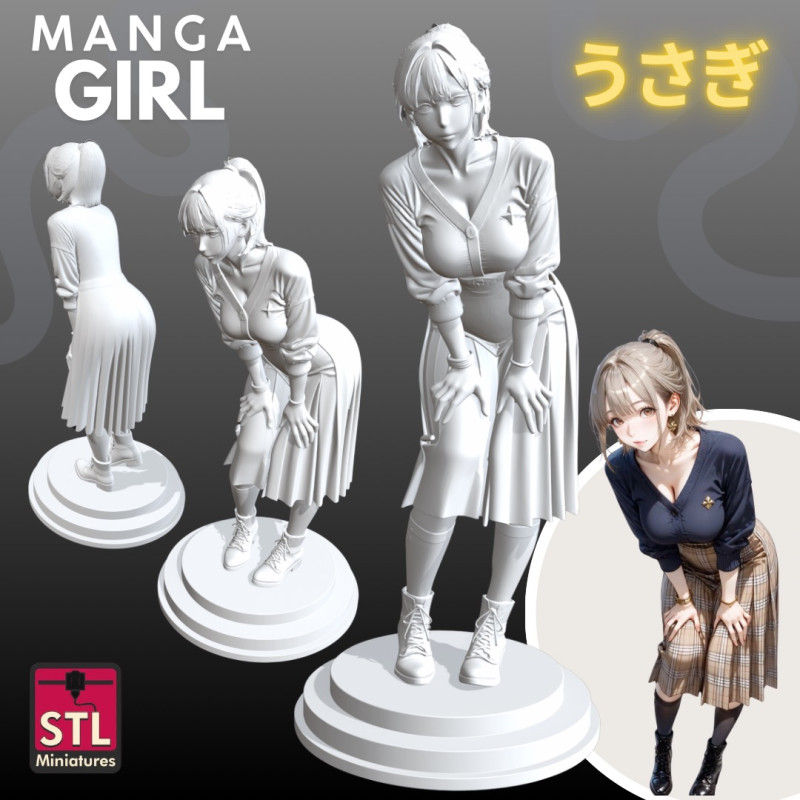 Manga Girls Collection STL Japanese Comic Style s 10 3D Print Model .c4d .max .obj .3ds .fbx .stl .blend 