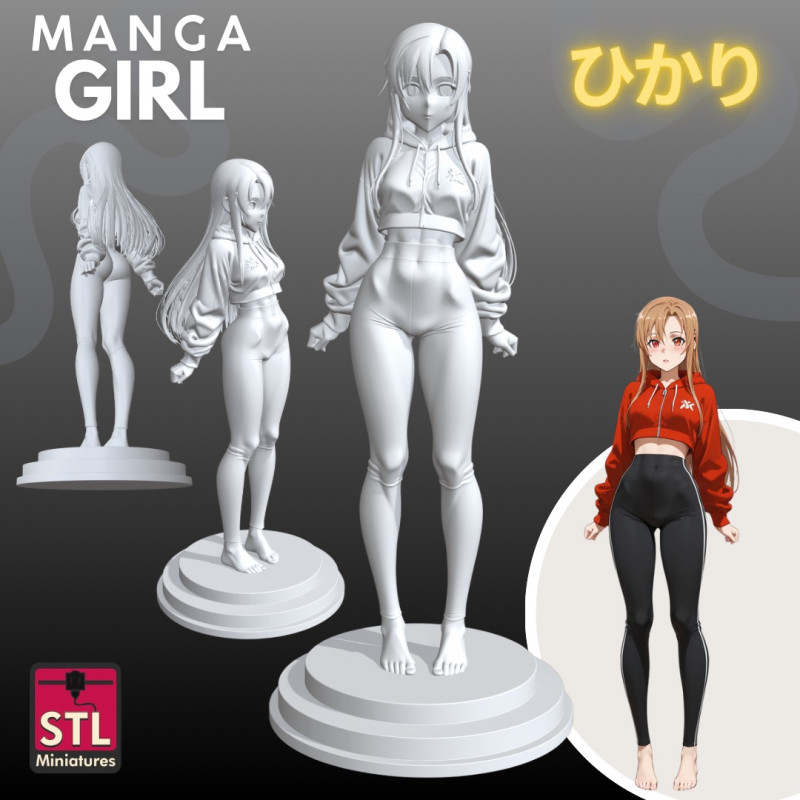 Manga Girls Collection STL Japanese Comic Style s 11 3D Принт Модель .c4d .max .obj .3ds .fbx .stl .blend
