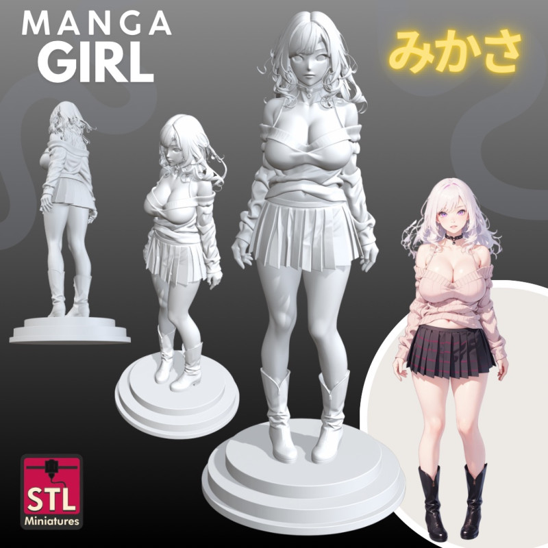 Manga Girls Collection STL Japanese Comic Style s 12 Modelo de Impressão 3D .c4d .max .obj .3ds .fbx .stl .blend