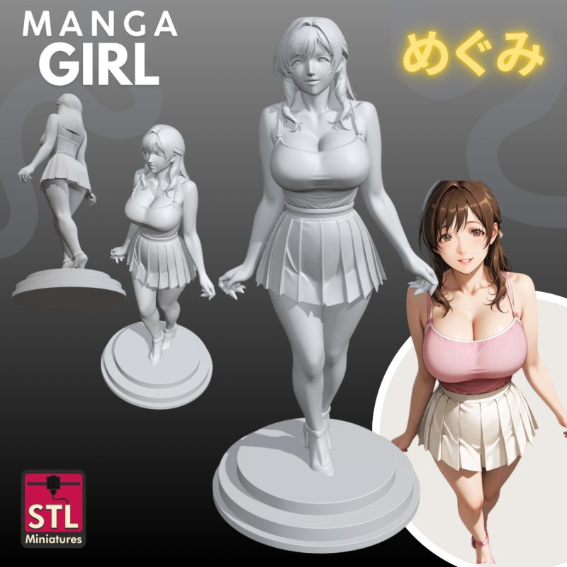 Manga Girls Collection STL Japanese Comic Style s 14 3D Принт Модель .c4d .max .obj .3ds .fbx .stl .blend
