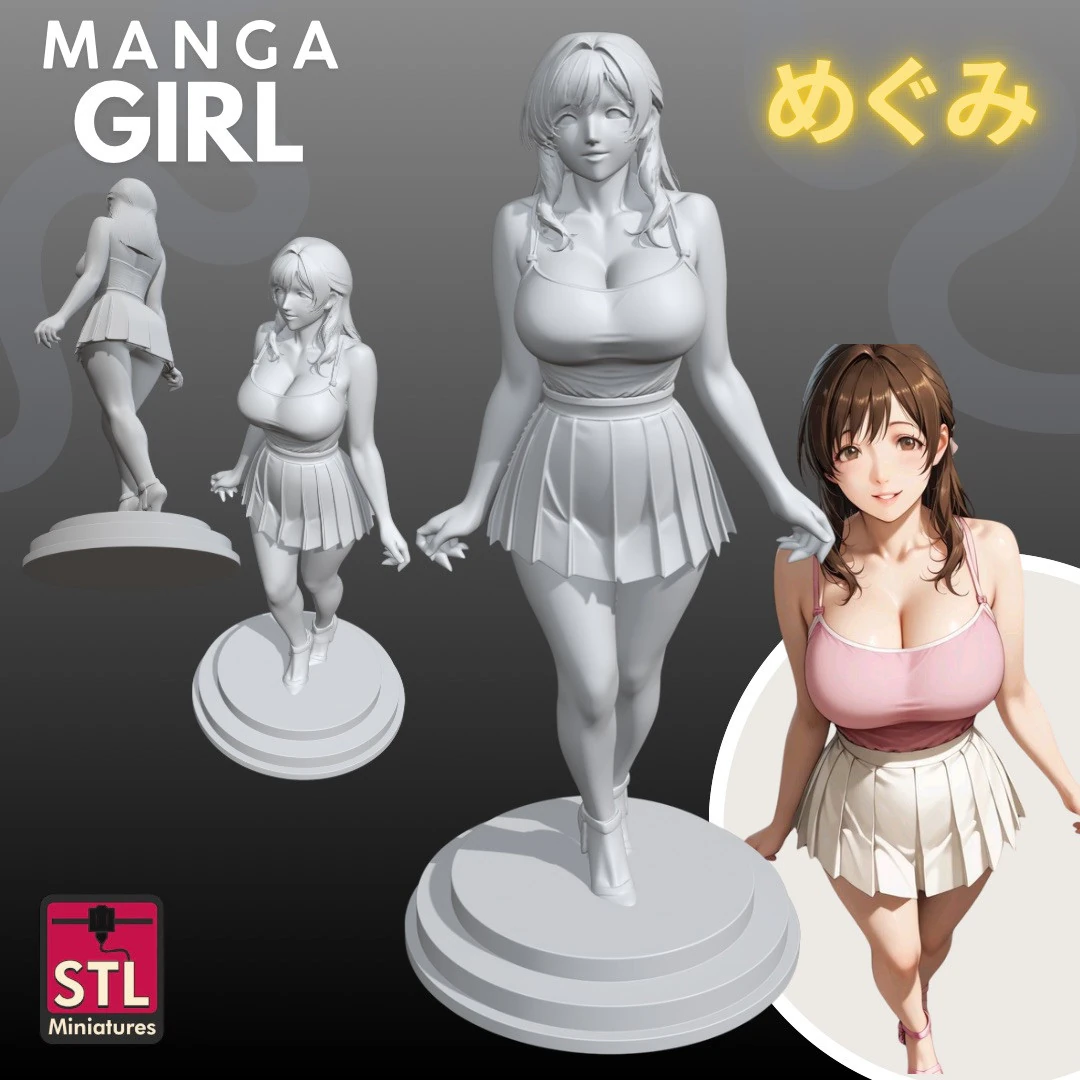 Manga Girls Collection STL Japanese Comic Style s 14 3D Print Model .c4d .max .obj .3ds .fbx .stl .blend