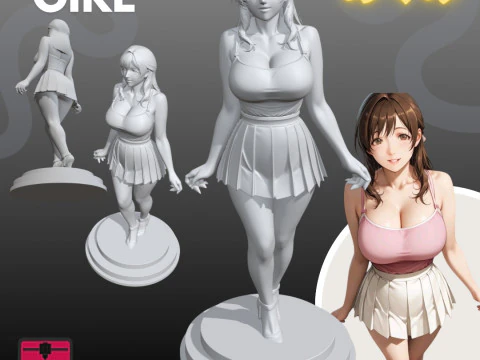 Manga Girls Collection STL Japanese Comic Style s 14 3D Print Model