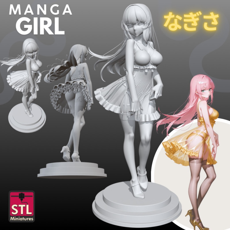 Manga Girls Collection STL Japanese Comic Style s 15 3D Принт Модель .c4d .max .obj .3ds .fbx .stl .blend