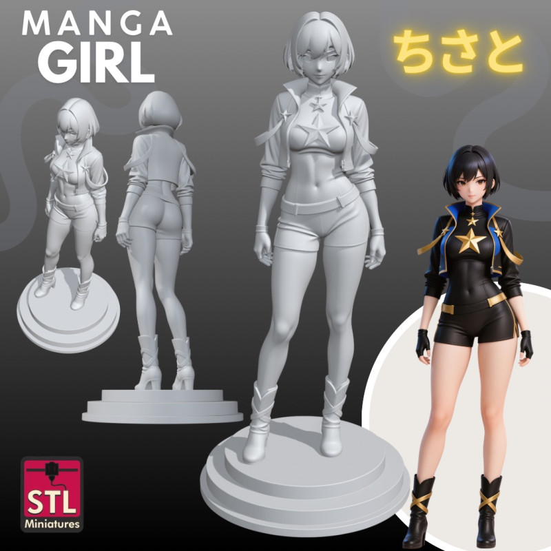Manga Girls Collection STL Japanese Comic Style s 16 3D Принт Модель .c4d .max .obj .3ds .fbx .stl .blend