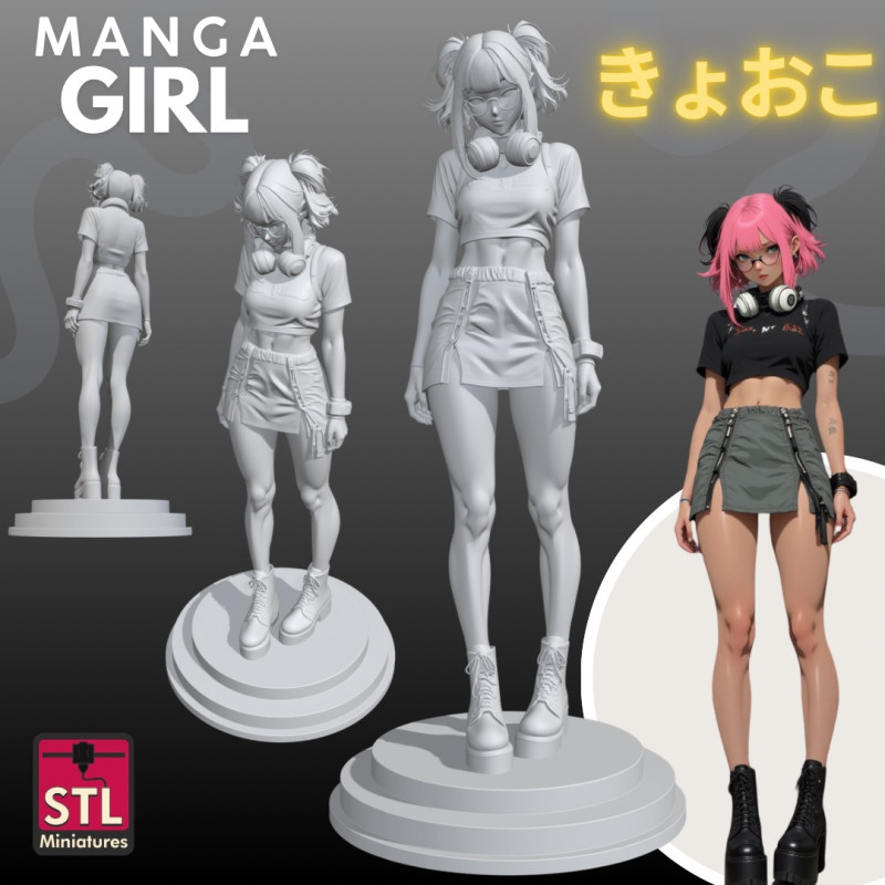 Collection Manga Girls STL Style bande dessinée japonaise s 20 Modèles 3D en vedette .c4d .max .obj .3ds .fbx .stl .blend 