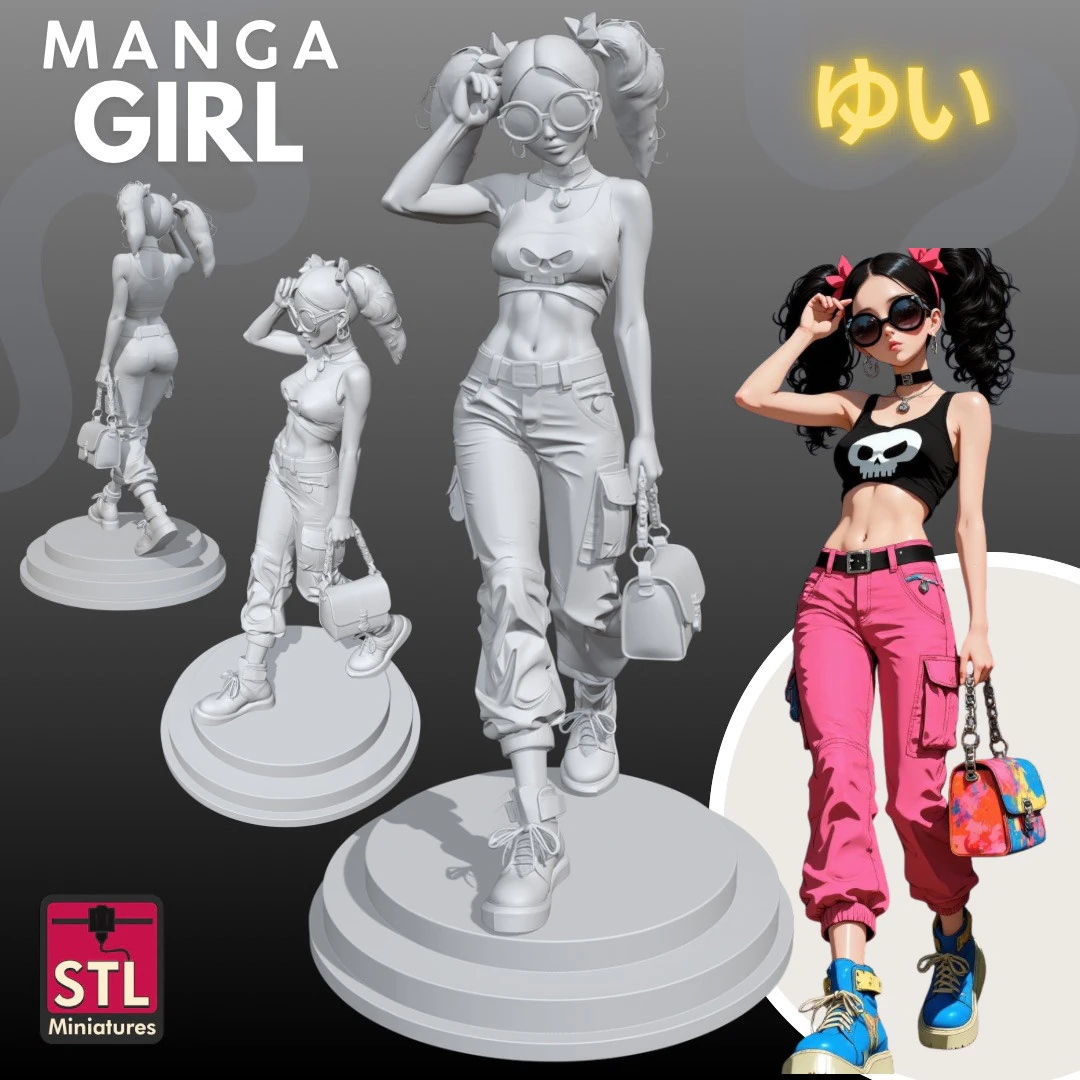 Manga Girls Collection STL Japanese Comic Style s 21 3D Print Model .c4d .max .obj .3ds .fbx .stl .blend 