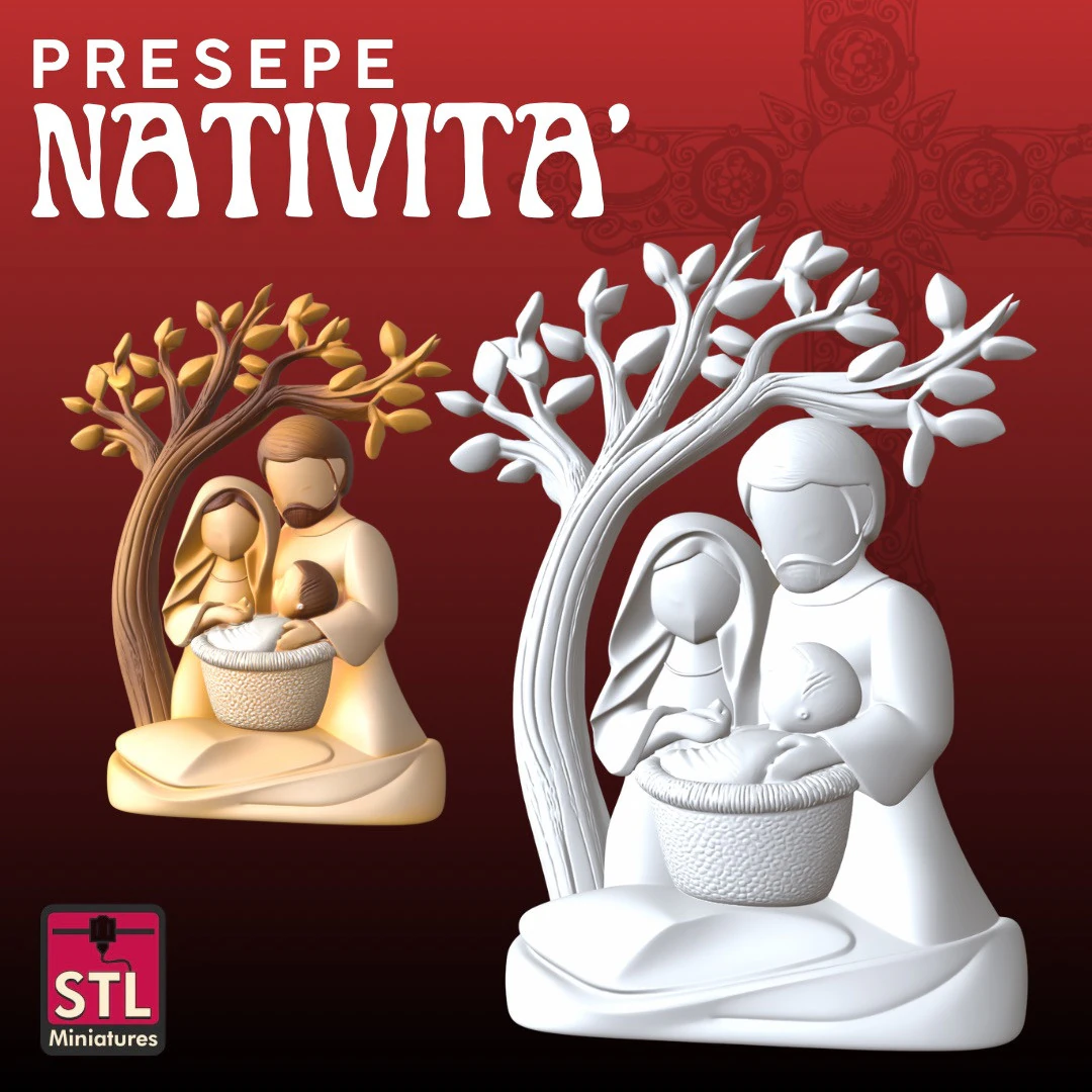 Nativity Scene STL Stylized Christmas 3D Print Model .c4d .max .obj .3ds .fbx .stl .blend 