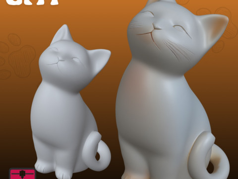 Artistic Cat STL Minimalist Modern Modèles 3D en vedette