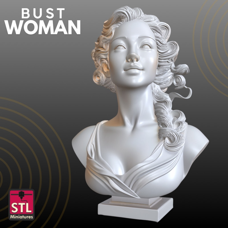 Beautiful Woman Bust STL Elegant Artistic 3D Baskı Modeli .c4d .max .obj .3ds .fbx .stl .blend
