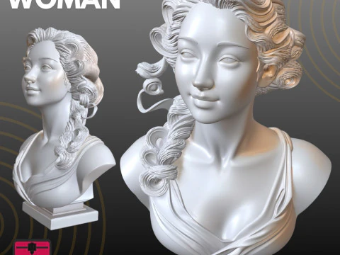 Beautiful Woman Bust STL Elegant Artistic 3D Print Model