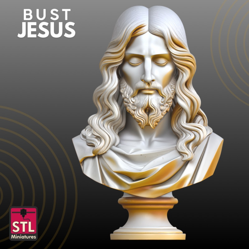 Jesus Bust STL Detailed Religious 3D प्रिंट मॉडल .c4d .max .obj .3ds .fbx .stl .blend
