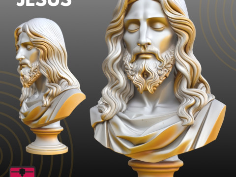 Jesus Bust STL Detailed Religious 3D प्रिंट मॉडल