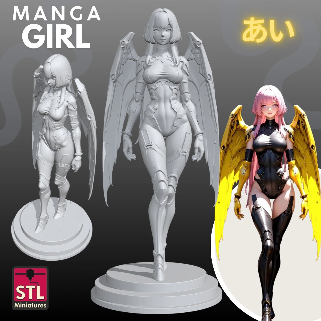 Manga Girls Collection STL Japanese Comic Style s 22 3D Print Model .c4d .max .obj .3ds .fbx .stl .blend 