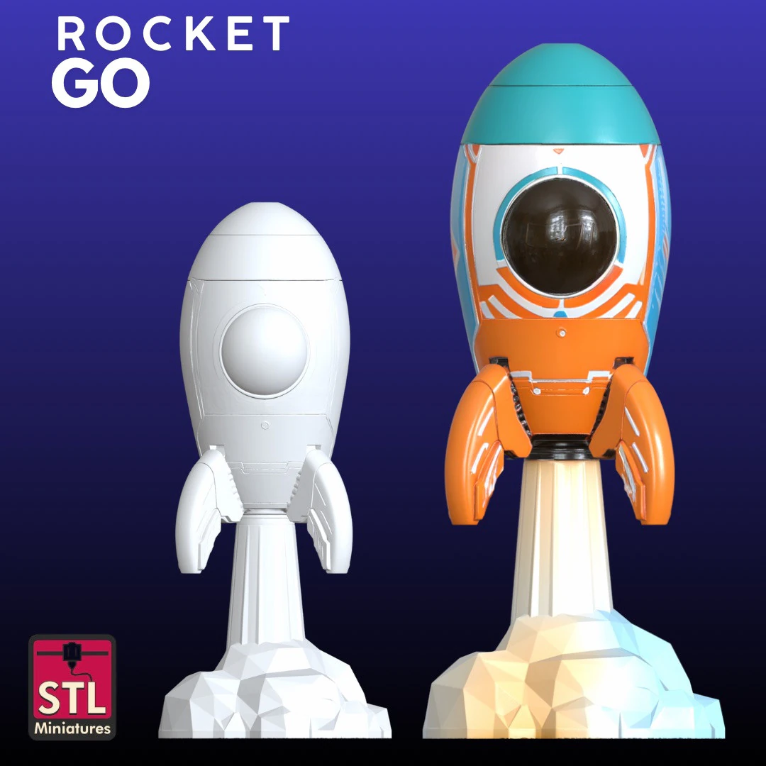 Retro Rocket STL Vintage Cartoon 3D Print Model .c4d .max .obj .3ds .fbx .stl .blend 