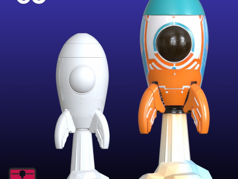 Retro Rocket STL Vintage Cartoon 3D Принт Модель
