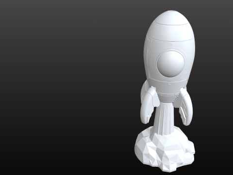 Fusée rétro STL dessin animé vintage Modèles 3D en vedette