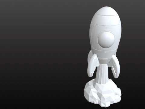 Retro Rocket STL Vintage Cartoon 3D Print Model