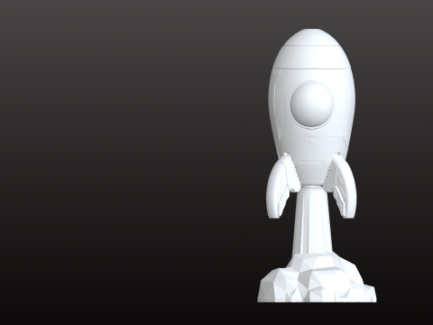 Fusée rétro STL dessin animé vintage Modèles 3D en vedette