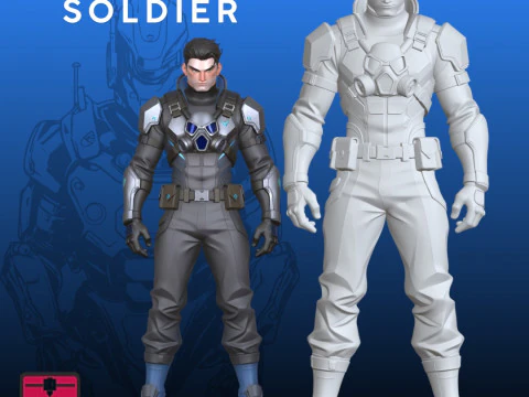 Futuristic Soldier STL Sci-Fi Action 3D Print Model