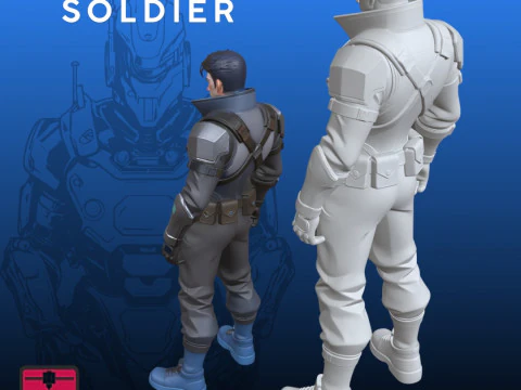 Futuristic Soldier STL Sci-Fi Action 3D Print Model