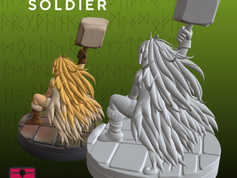 Viking Woman STL Cartoon Battle 3D Print Model