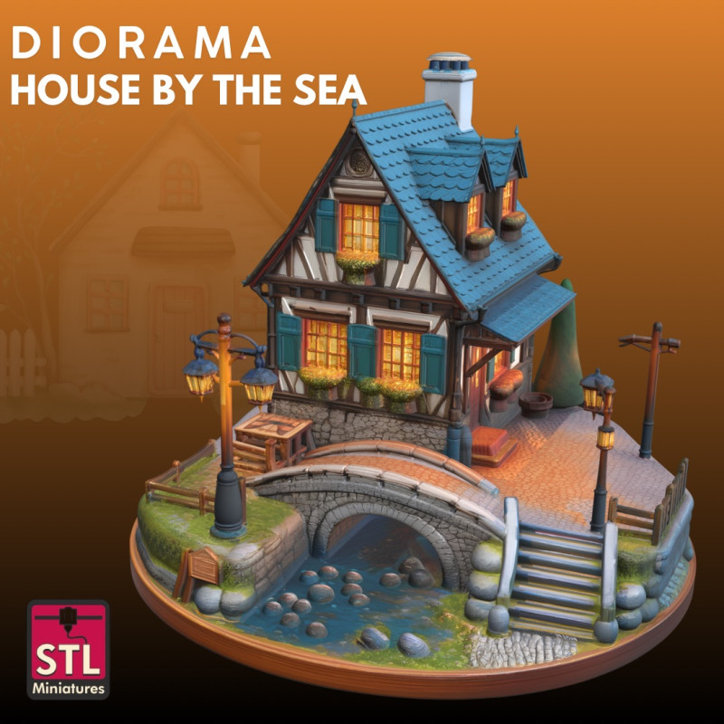 Dom nadmorski STL Szczegółowa miniatura Model do druku 3D .c4d .max .obj .3ds .fbx .stl .blend 