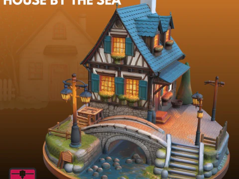 Miniatur Detail STL Rumah Tepi Laut Model Cetak 3D