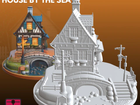 Seaside House STL Detailed Miniature 3D Print Model