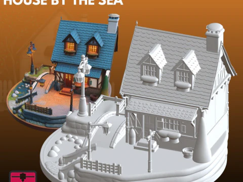 Seaside House STL Detailed Miniature 3D Print Model