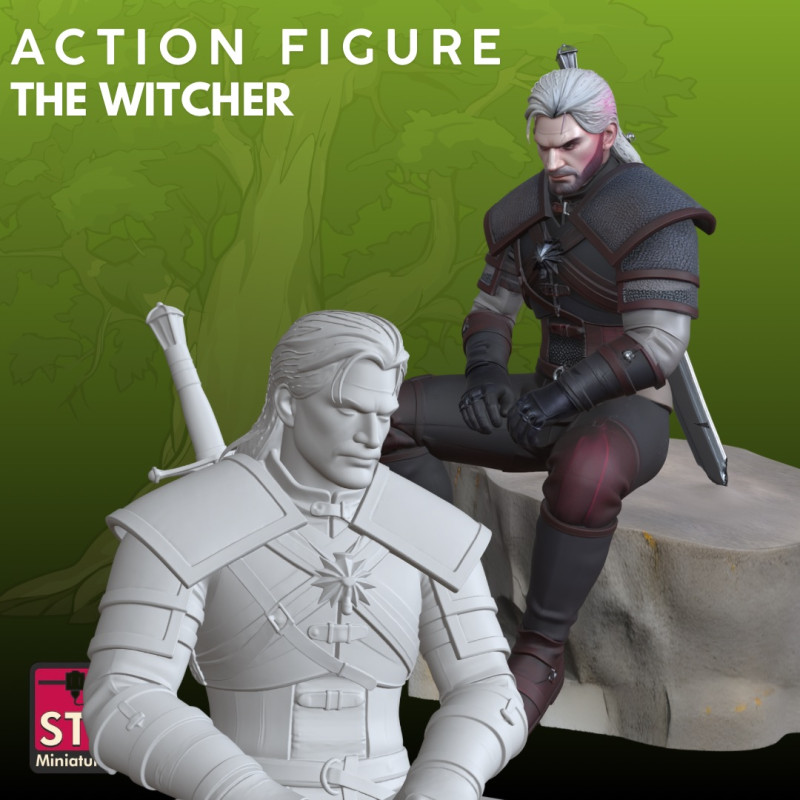 The Witcher Inspired STL Reflective Warrior 3Dプリントモデル .c4d .max .obj .3ds .fbx .stl .blend