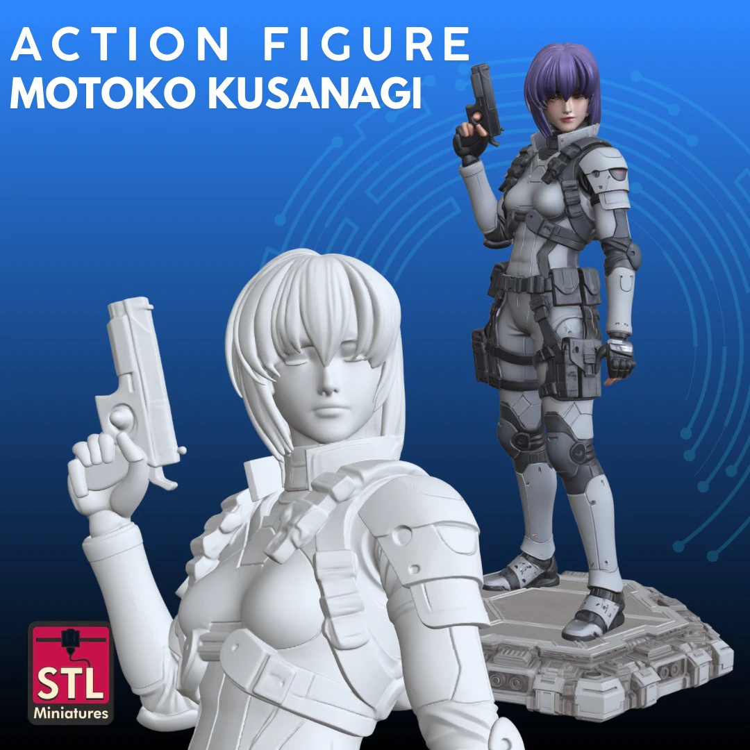 Ghost in the Shell Inspired STL Major Motoko Kusanagi 3D Print Model .c4d .max .obj .3ds .fbx .stl .blend 