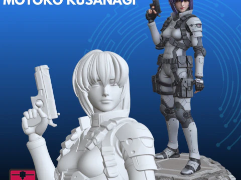 Ghost in the Shell ge&iuml;nspireerd STL majoor Motoko Kusanagi 3D printmodel