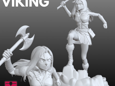 Viking Warrior Woman STL Fierce Battle Pose 3D 打印模型