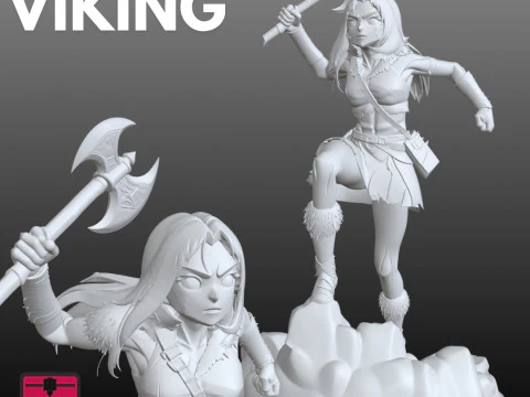 Viking Warrior Woman STL Жорстока бойова поза 3D Принт Модель