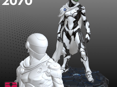 Futuristic Female Warrior STL Sci-Fi Guardian 3D Print Model