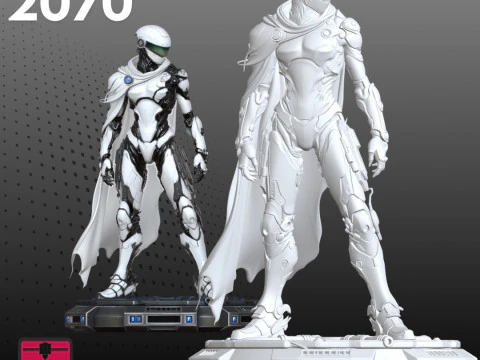 Futuristic Female Warrior STL Sci-Fi Guardian 3D Print Model