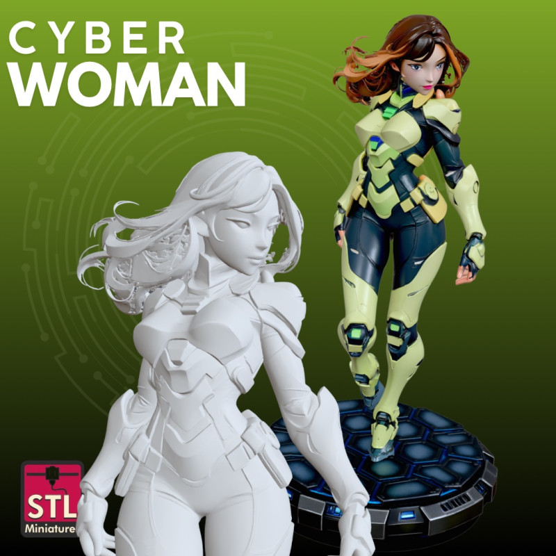 Mujer Cyborg STL Guerrera Futurista Modelo de impresión 3D .c4d .max .obj .3ds .fbx .stl .blend 