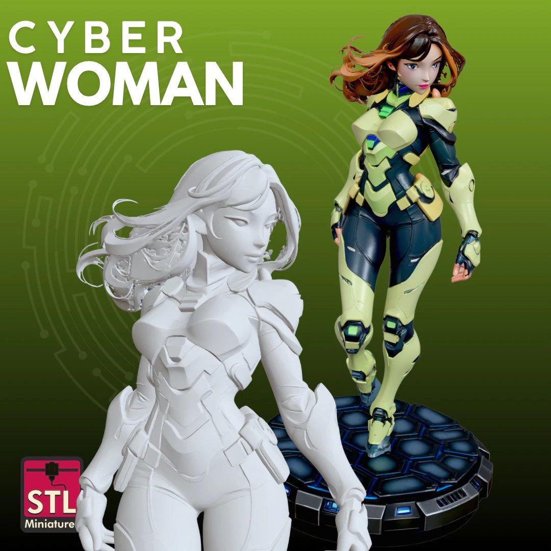Cyborg Woman STL Futuristic Warrior 3D Print Model .c4d .max .obj .3ds .fbx .stl .blend 