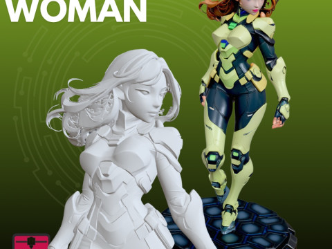 Mulher Ciborgue STL Guerreira Futurista Modelo de Impressão 3D