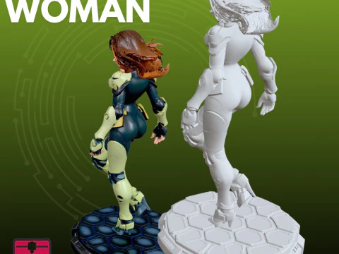 Cyborg Woman STL Futuristic Warrior 3D Print Model
