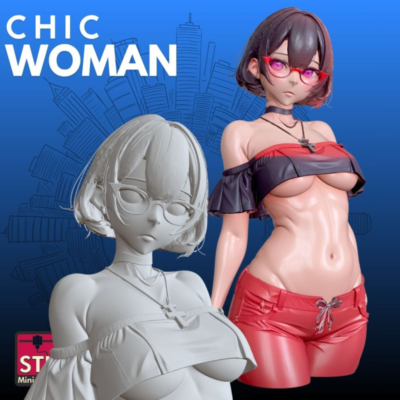 Бюст современной женщины STL Стильный 3D Принт Модель .c4d .max .obj .3ds .fbx .stl .blend