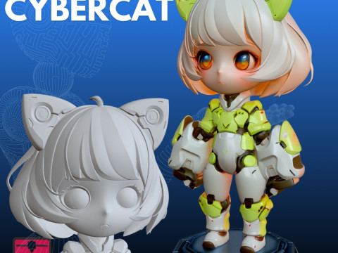 Baby Cybercat STL futuristico Modello di stampa 3D